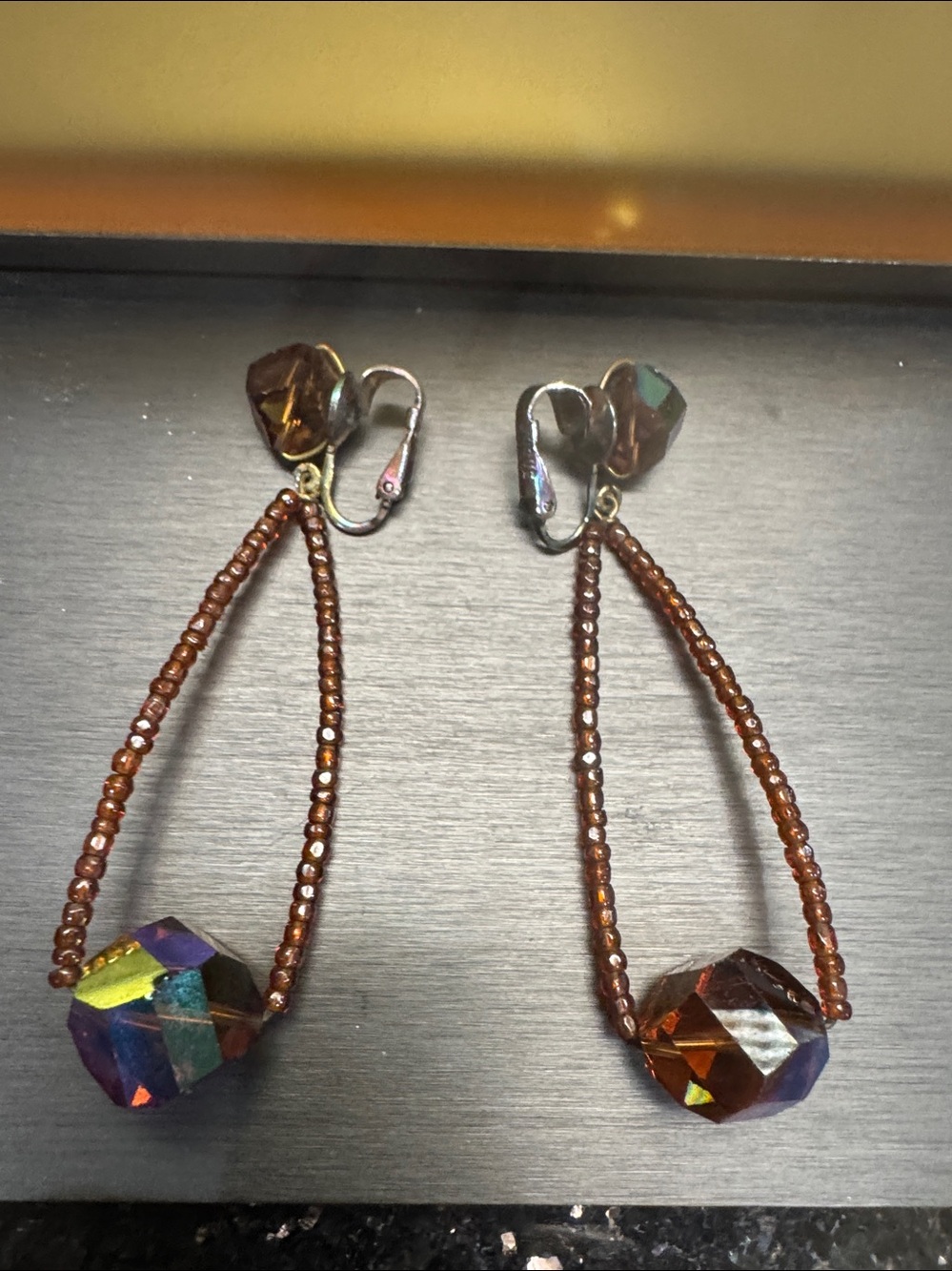 Brown Crystal Beaded Drop Earrings - Women's Jewelry